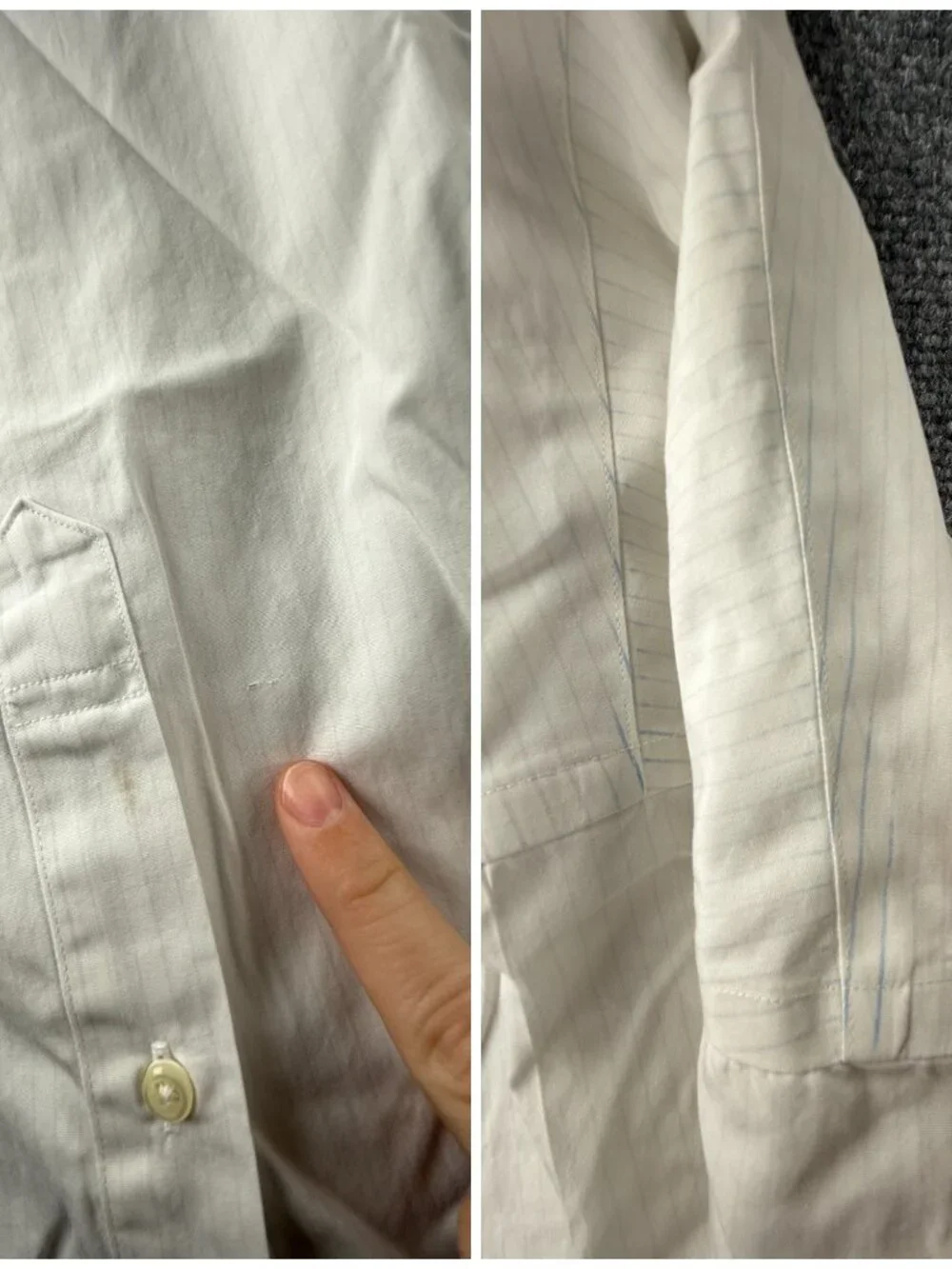 Brooks Brothers Cotton Non-Iron Gray 18 4/5 Striped Pocket Shirt Business ****